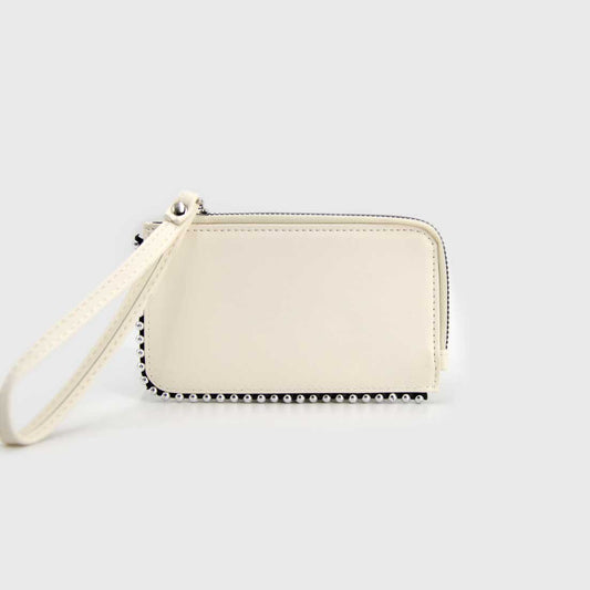 Tarjetero billetera tachas | Crema