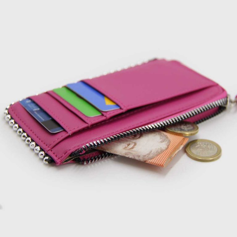 Tarjetero billetera tachas | Fucsia