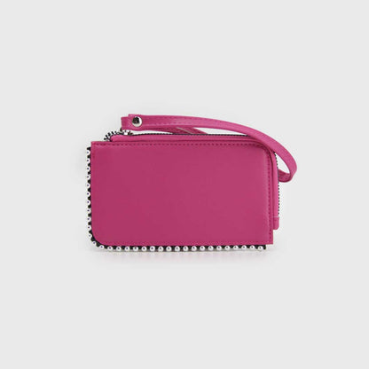 Tarjetero billetera tachas | Fucsia