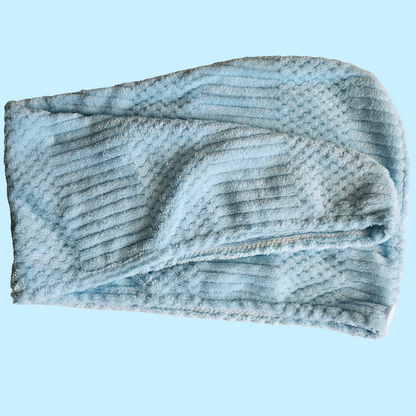 Toalla microfibra tipo turbante celeste