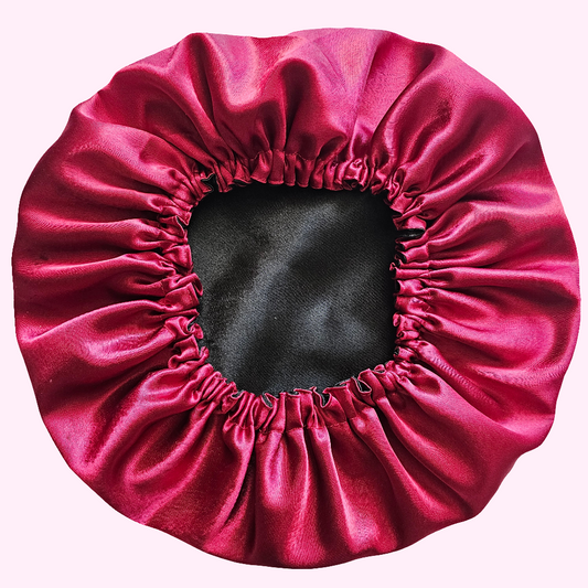 Gorro Satén reversible burdeo con negro