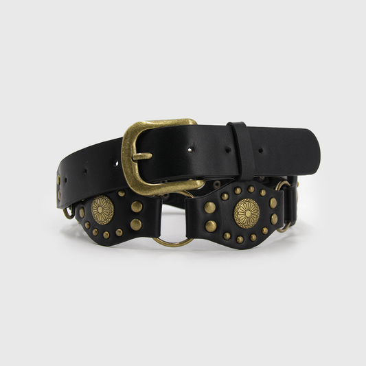 Cinturón Boho Eslabones Negro & Dorado