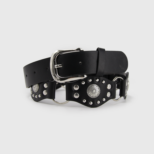 Cinturón Boho Eslabones Negro & Plateado